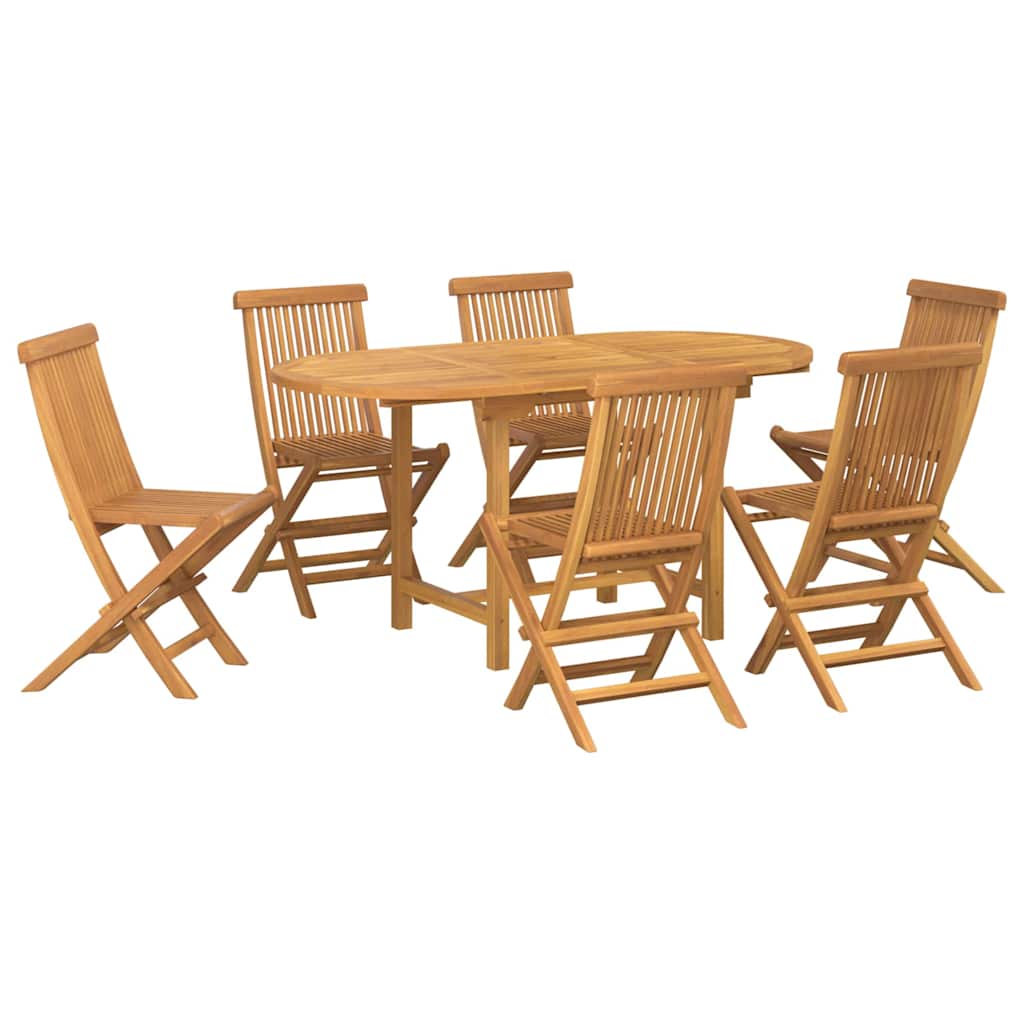 Vrtni set za objed 7 pcs Smeđa Čvrsto teak drvo