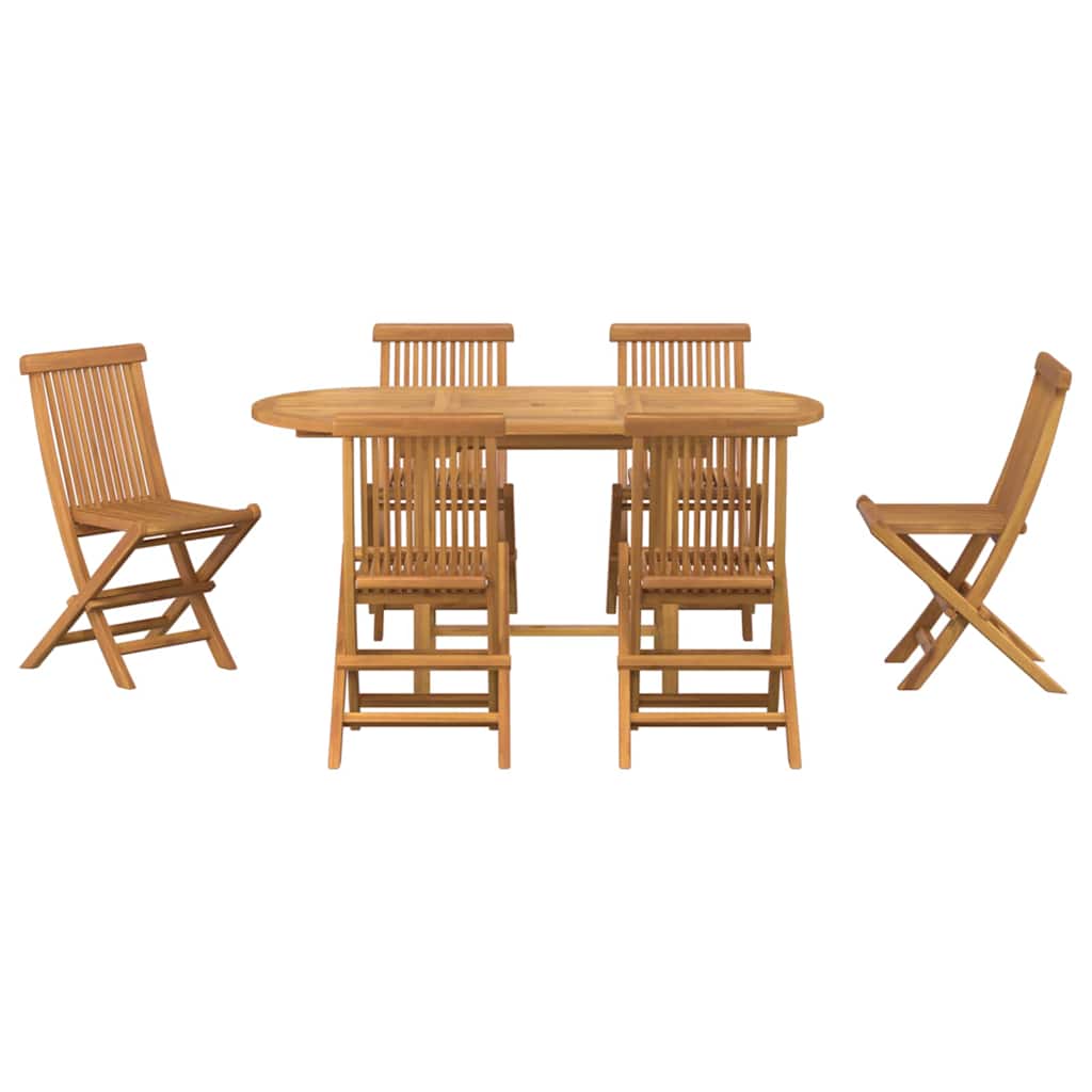 Vrtni set za objed 7 pcs Smeđa Čvrsto teak drvo