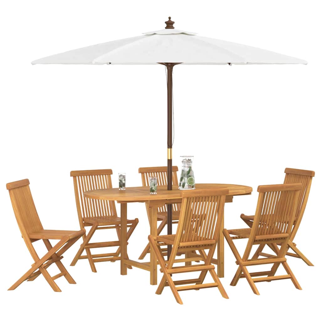 Vrtni set za objed 7 pcs Smeđa Čvrsto teak drvo