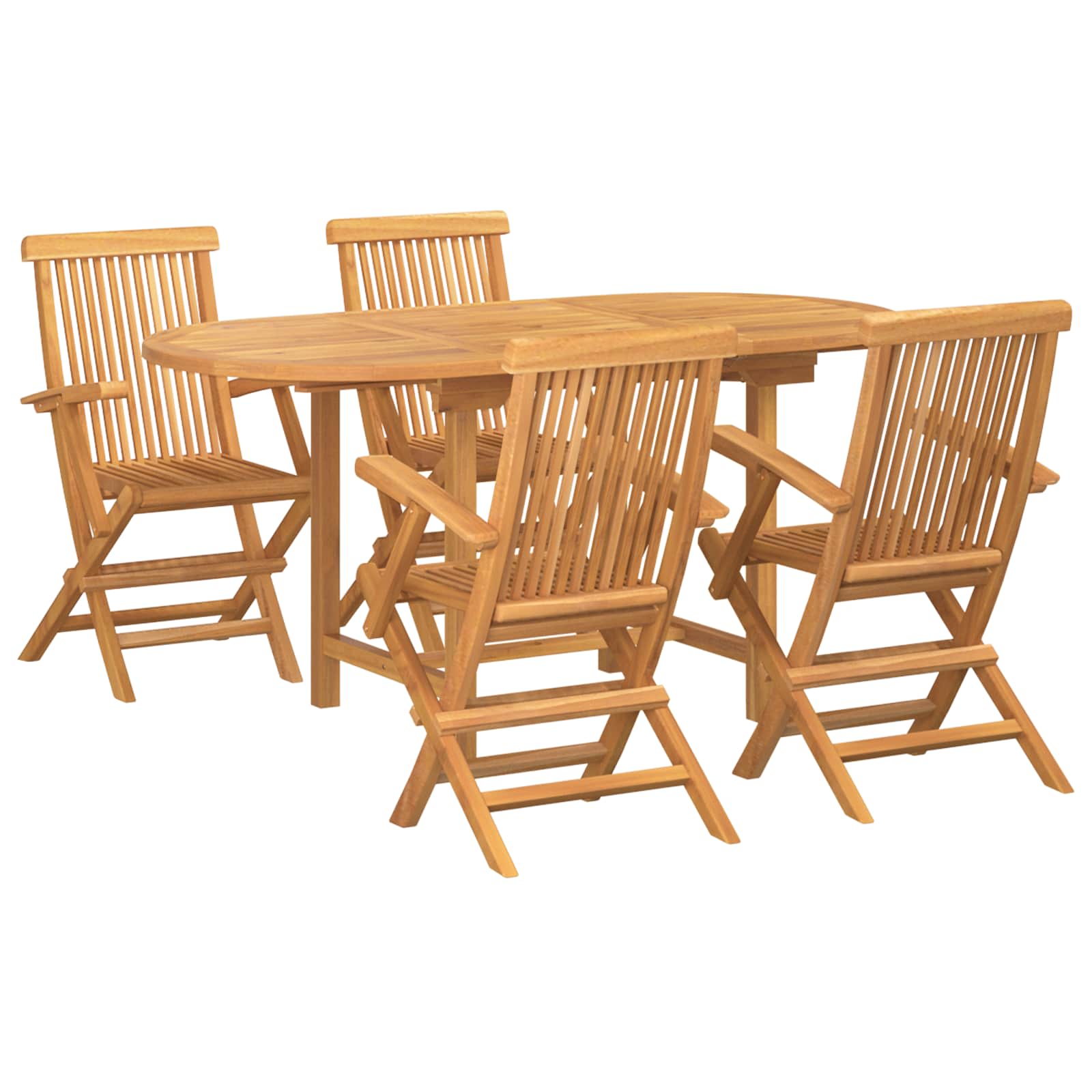 Vrtni set za objed 5 pcs Smeđa Čvrsto teak drvo