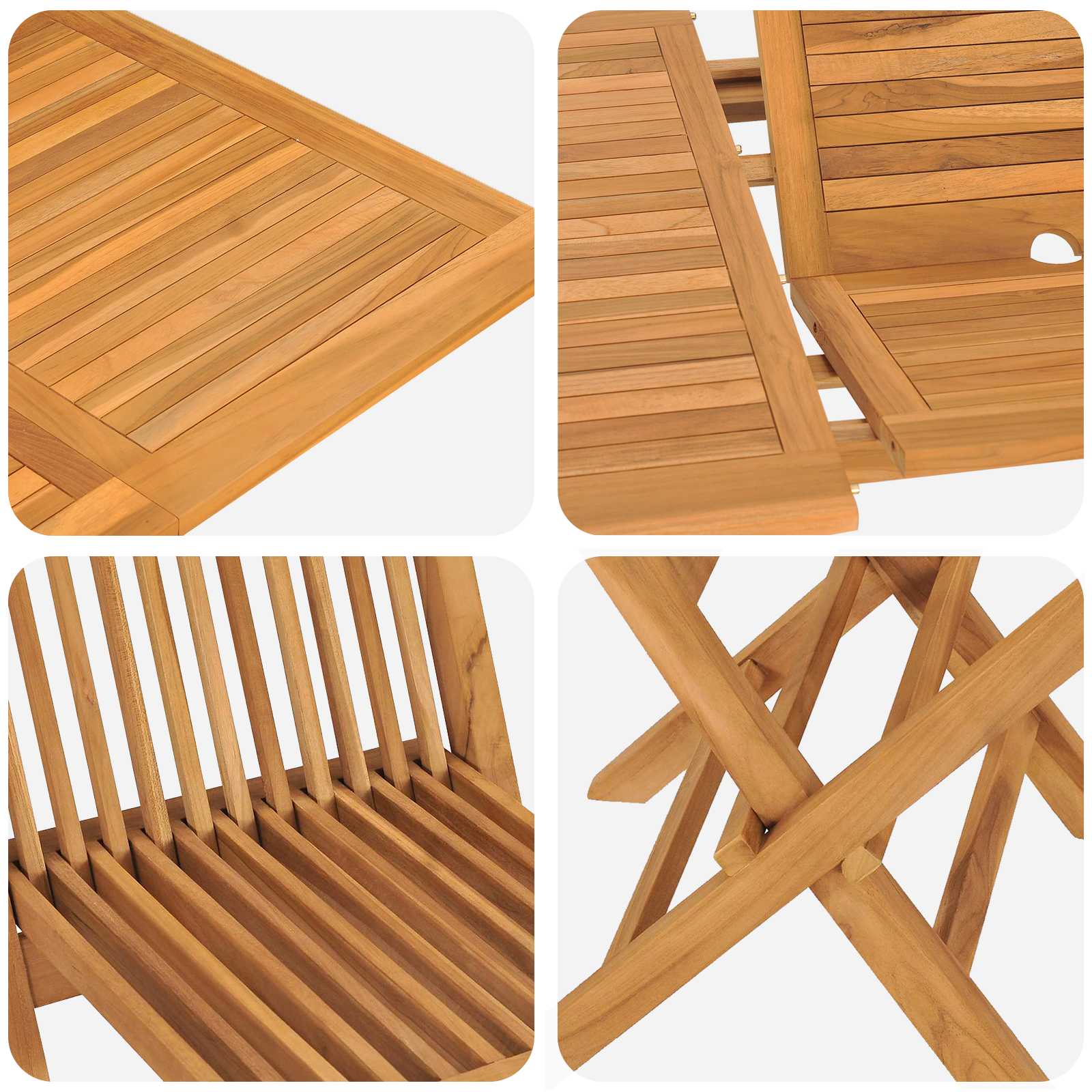 Vrtni set za objed 5 pcs Smeđa Čvrsto teak drvo