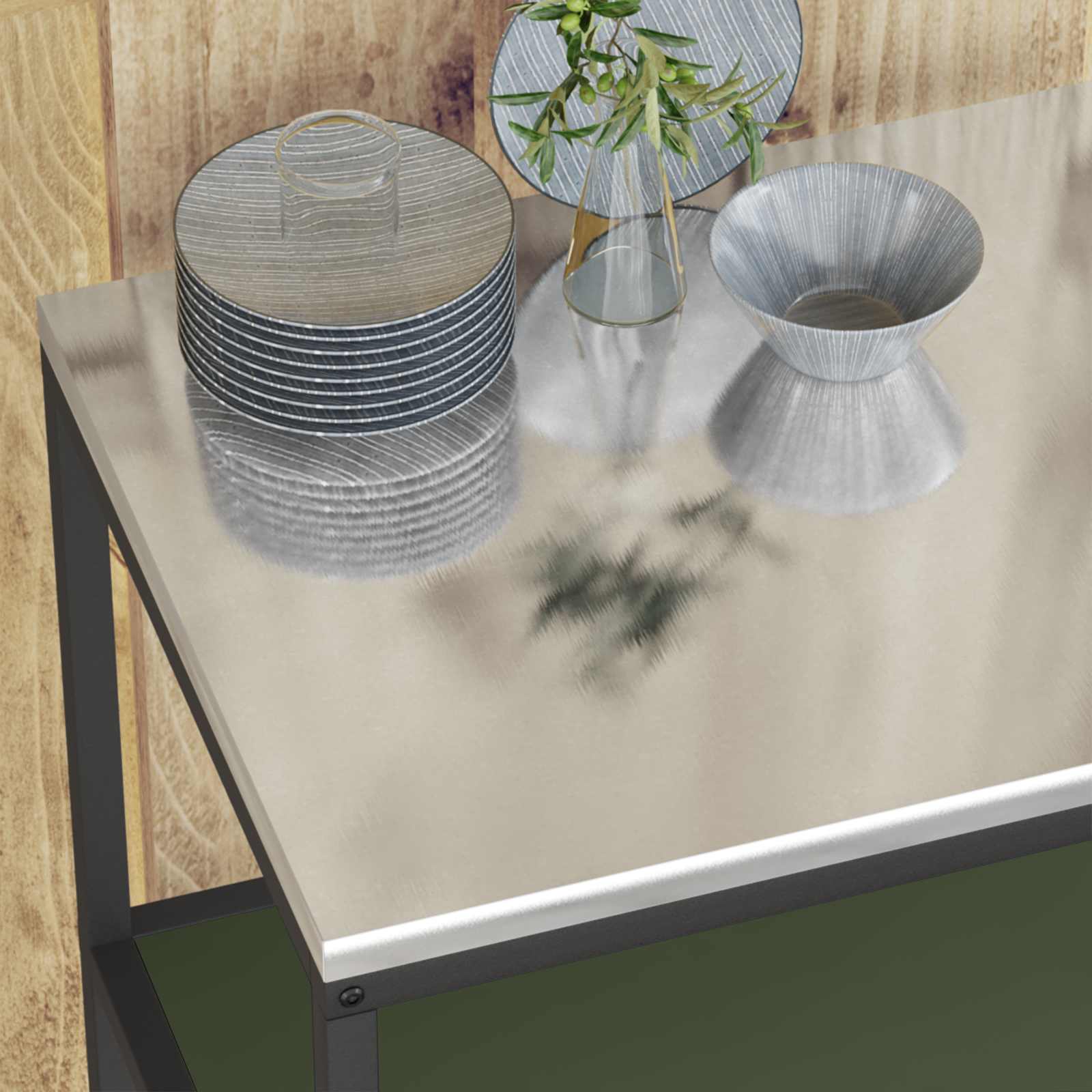 Kuhinjsko skladištenje Maslinasto zelena 60 x 50 x 92 cm Čelik