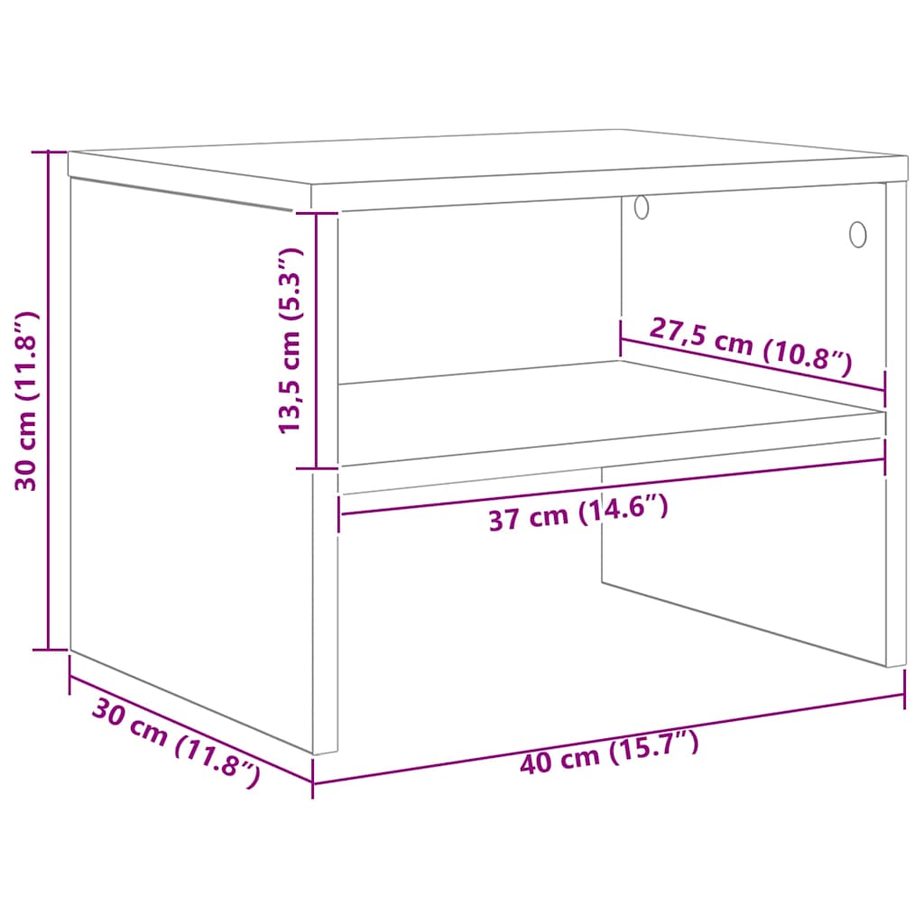 Noćni ormar 2 pcs Crni hrast 40 x 40 x 30 cm Konstruirano drvo