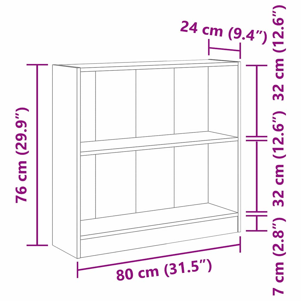Polica Crni hrast 80 x 24 x 76 cm Konstruirano drvo