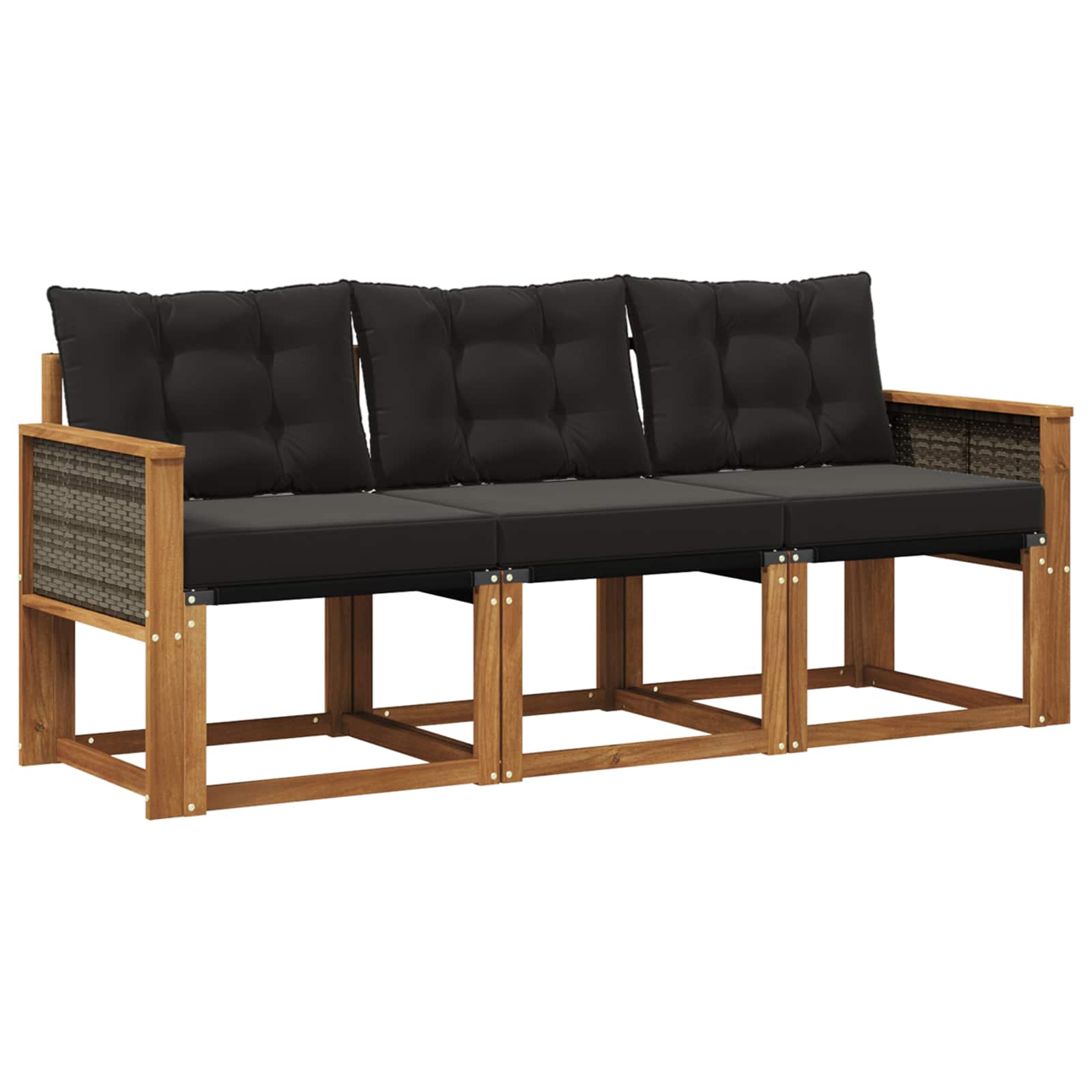 Set vanjskih sofa s jastukom 3 pcs Prirodna i crna