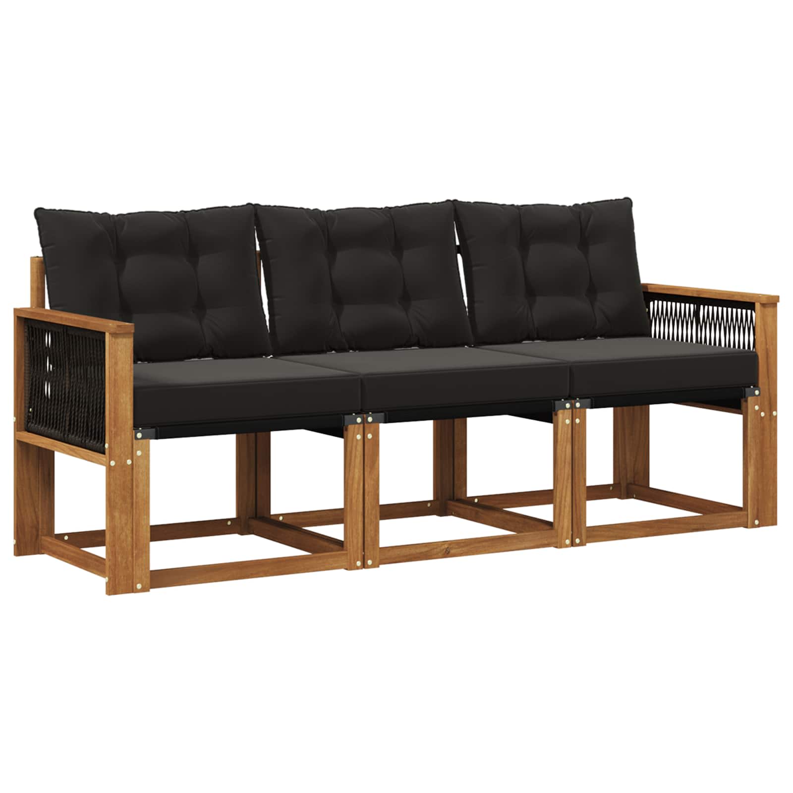 Set vanjskih sofa s jastukom 3 pcs Prirodna i crna