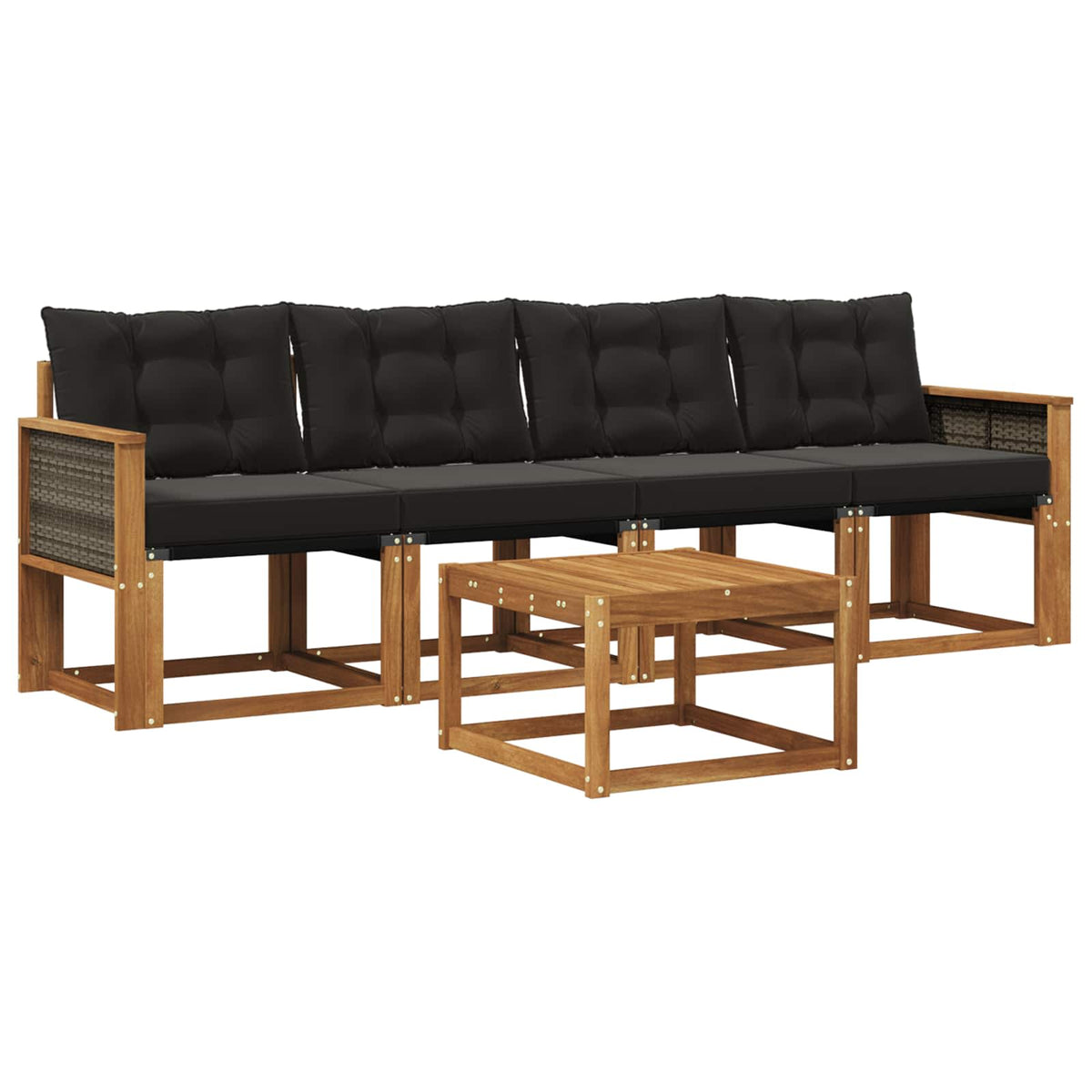 Set vanjskih sofa 5 kom. Prirodna i crna