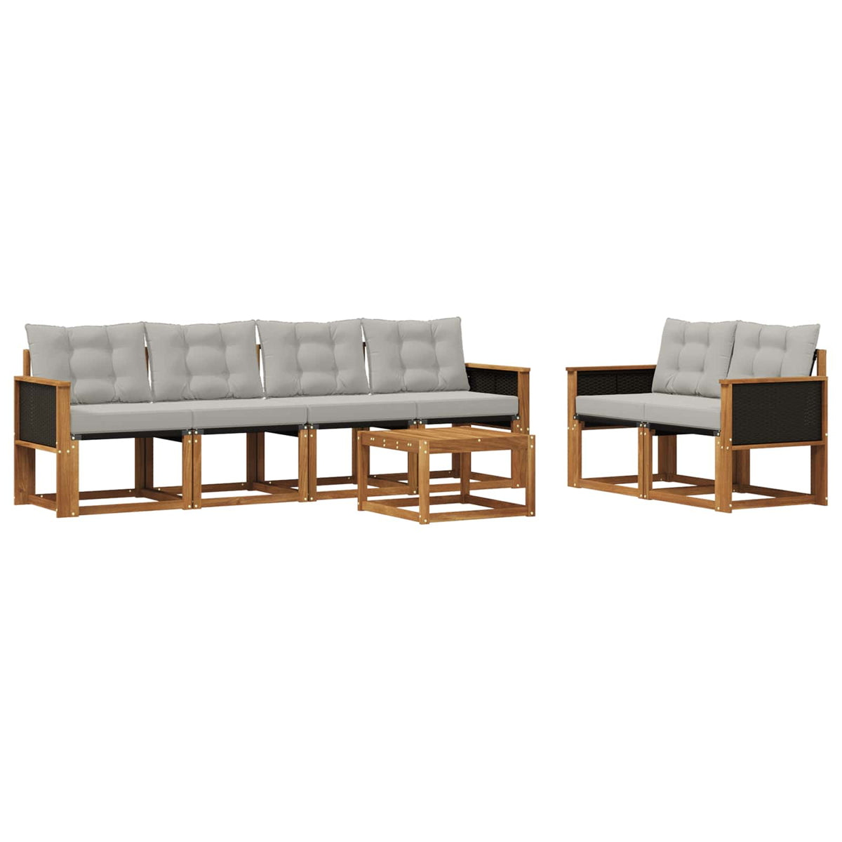 Set vanjskih sofa s jastukom 7 pcs Prirodna i svjetlosiva