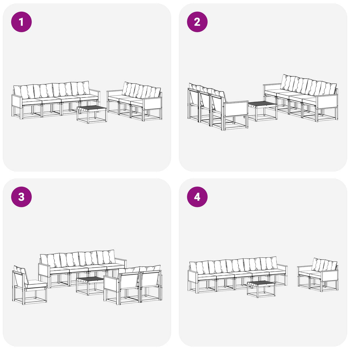 Set vanjskih sofa 8 kom. Prirodna i crna