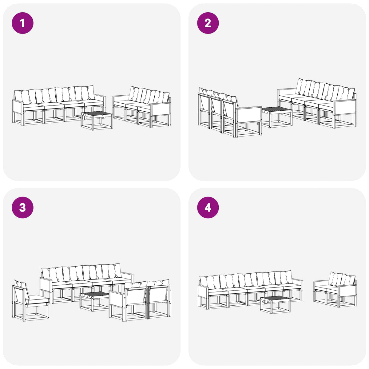Set vanjskih sofa 8 kom. Prirodna i crna