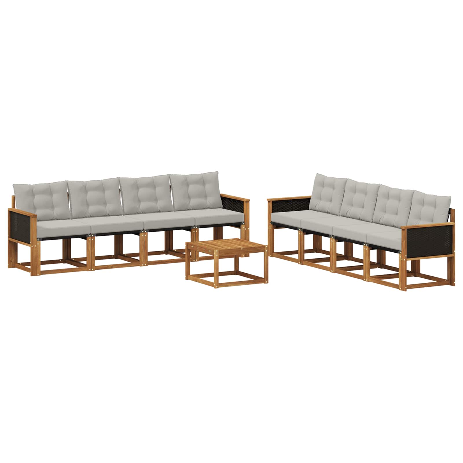 Set vanjskih sofa s jastukom 9 pcs Prirodna i svjetlosiva