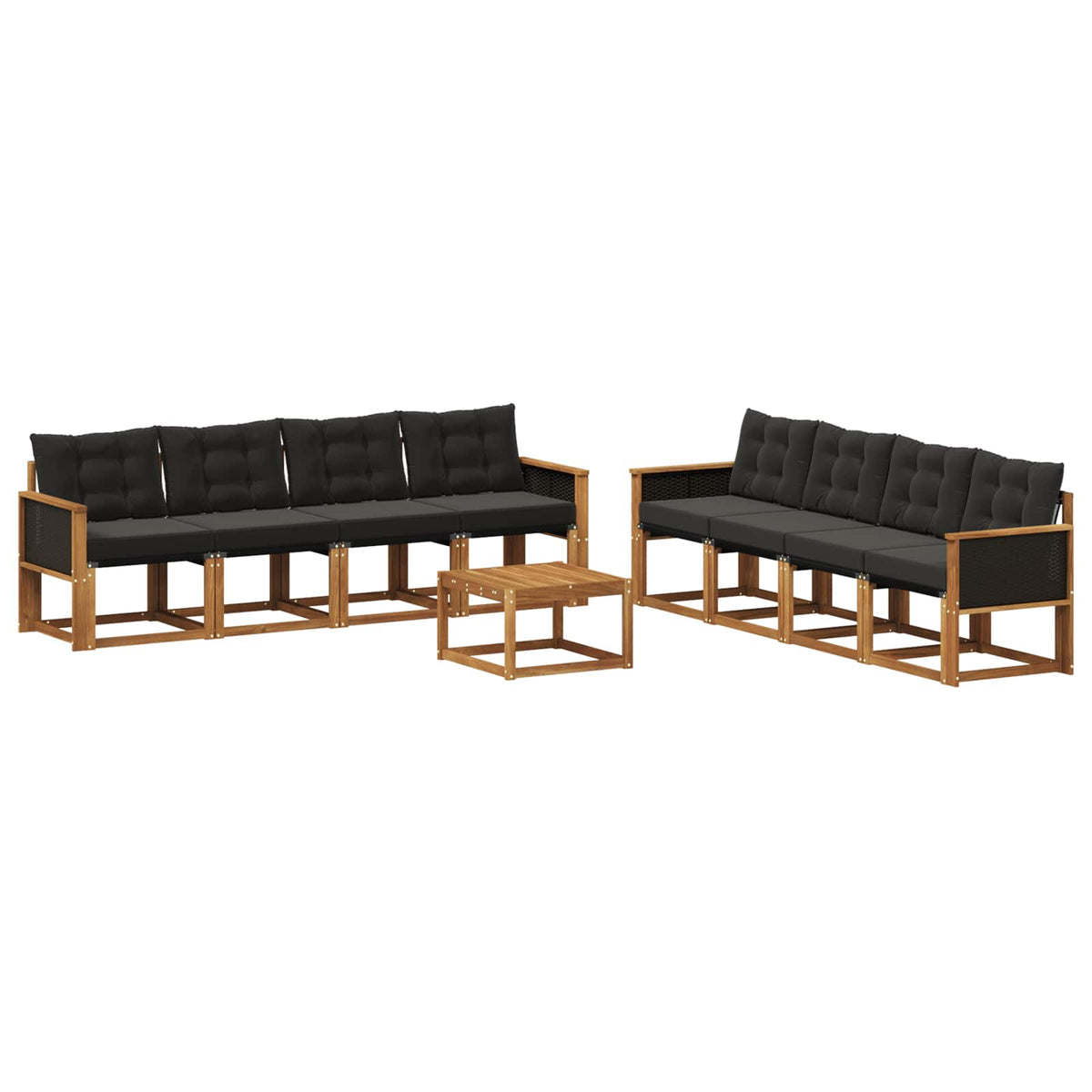 Set vanjskih sofa 9 kom. Prirodna i crna