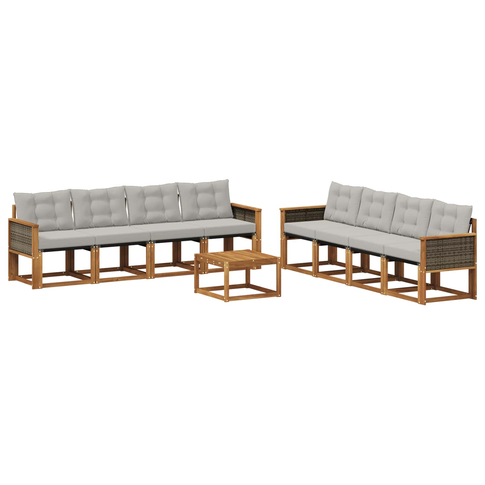 Set vanjskih sofa s jastukom 9 pcs Prirodna i svjetlosiva