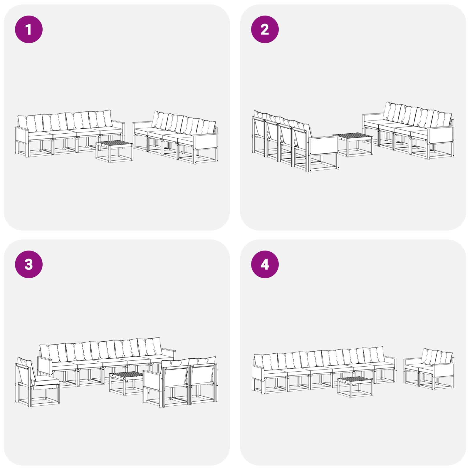 Set vanjskih sofa s jastukom 9 pcs Prirodna i svjetlosiva