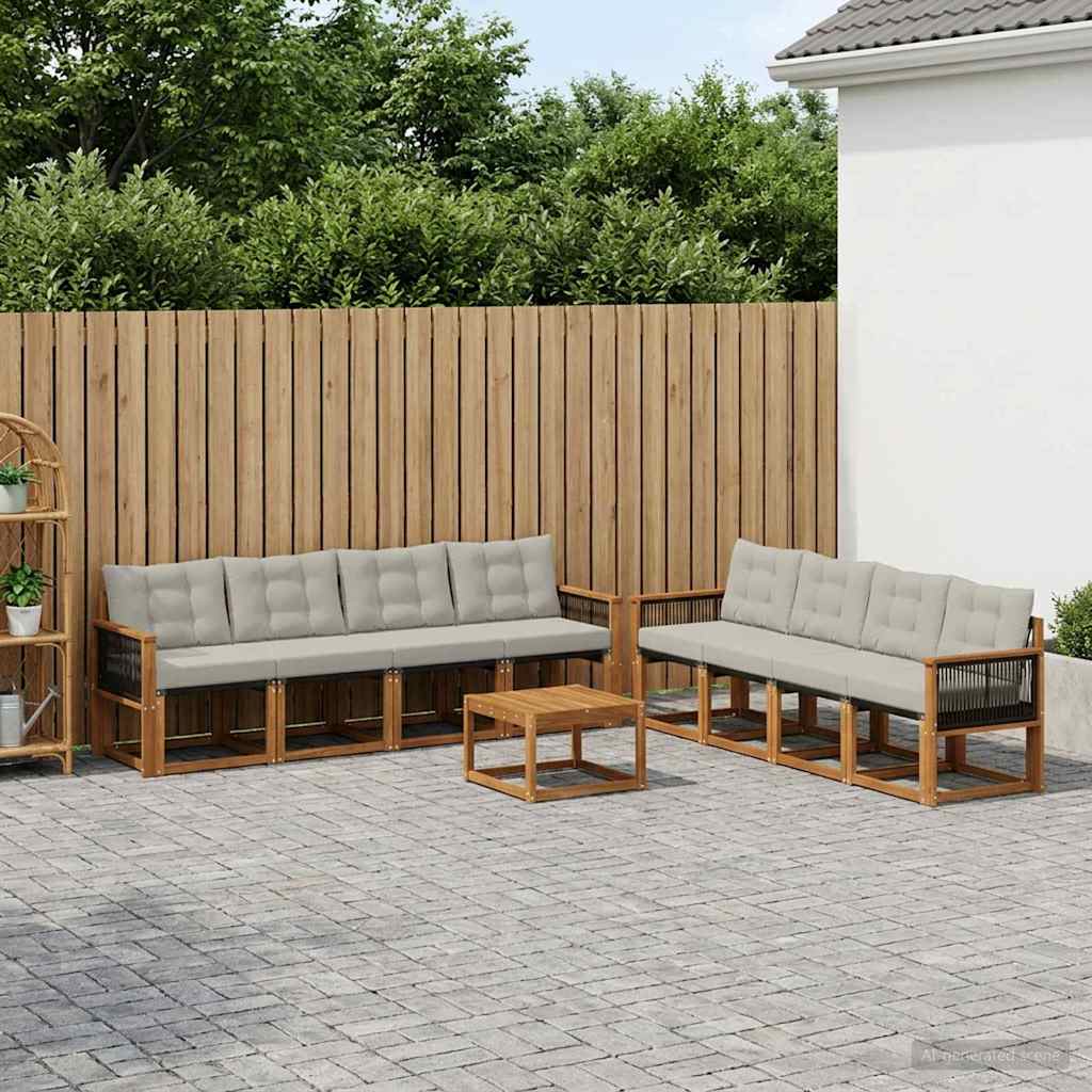 Set vanjskih sofa 9 kom. Prirodna i svjetlosiva