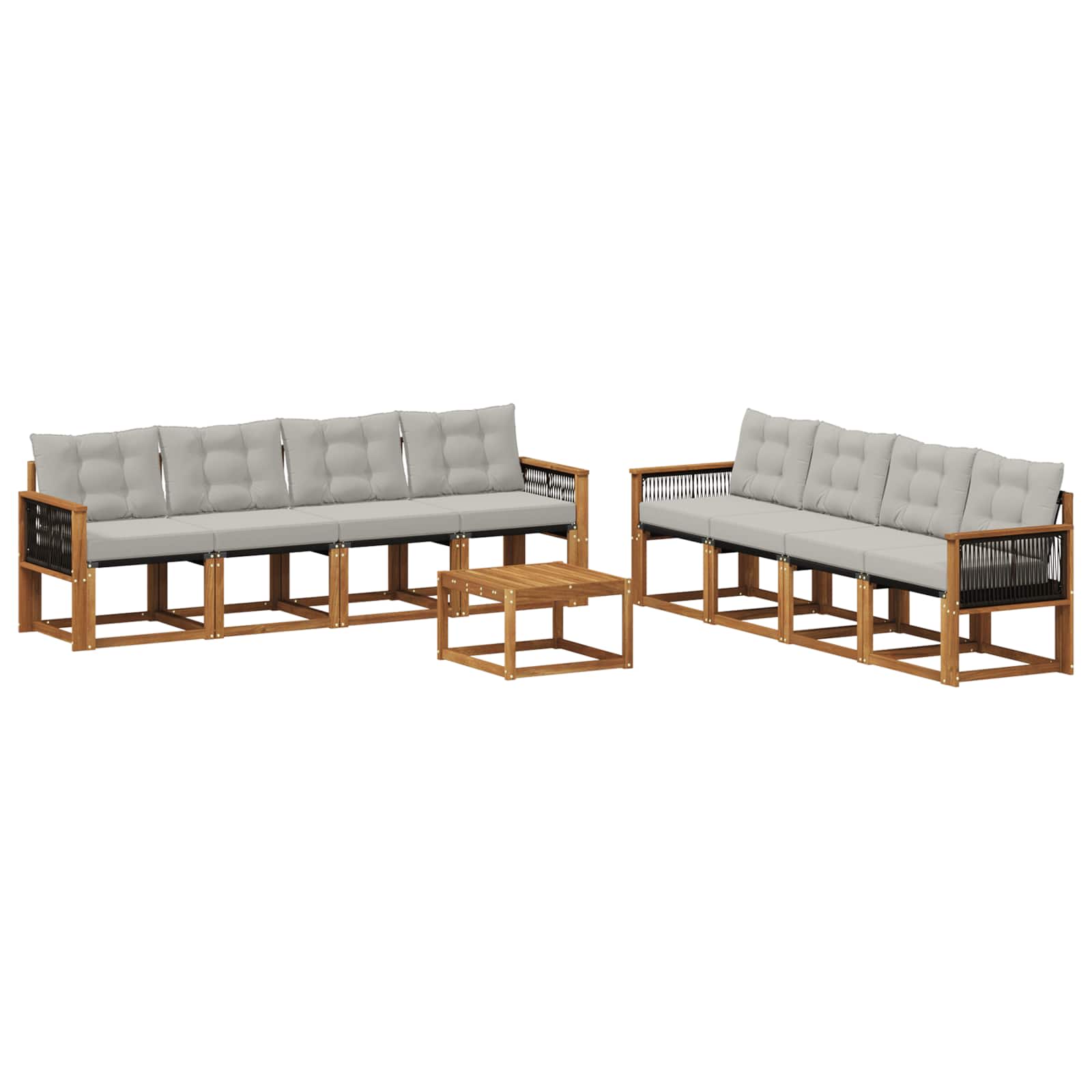 Set vanjskih sofa 9 kom. Prirodna i svjetlosiva