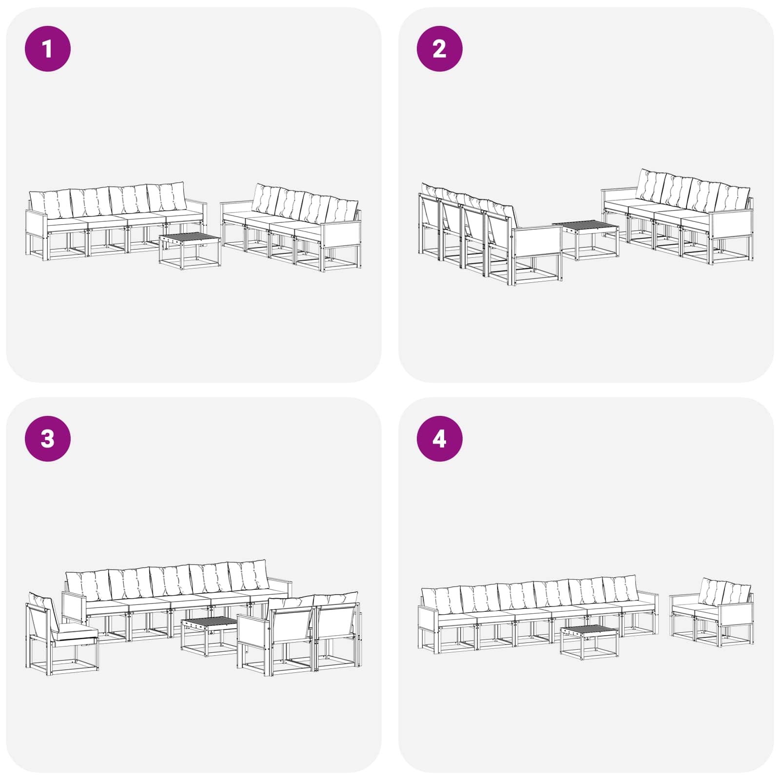 Set vanjskih sofa s jastukom 9 pcs Prirodna i svjetlosiva