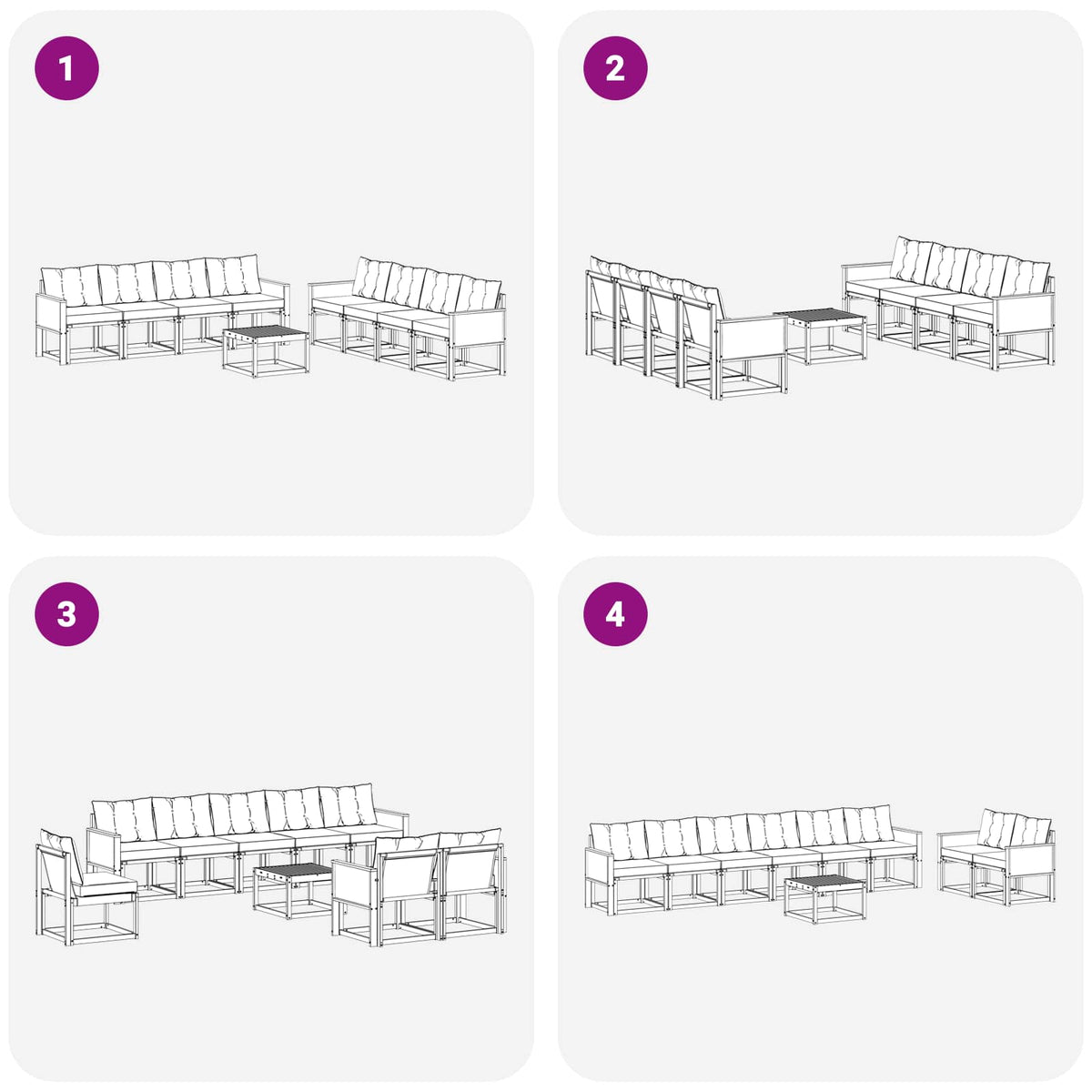 Set vanjskih sofa 9 kom. Prirodna i svjetlosiva