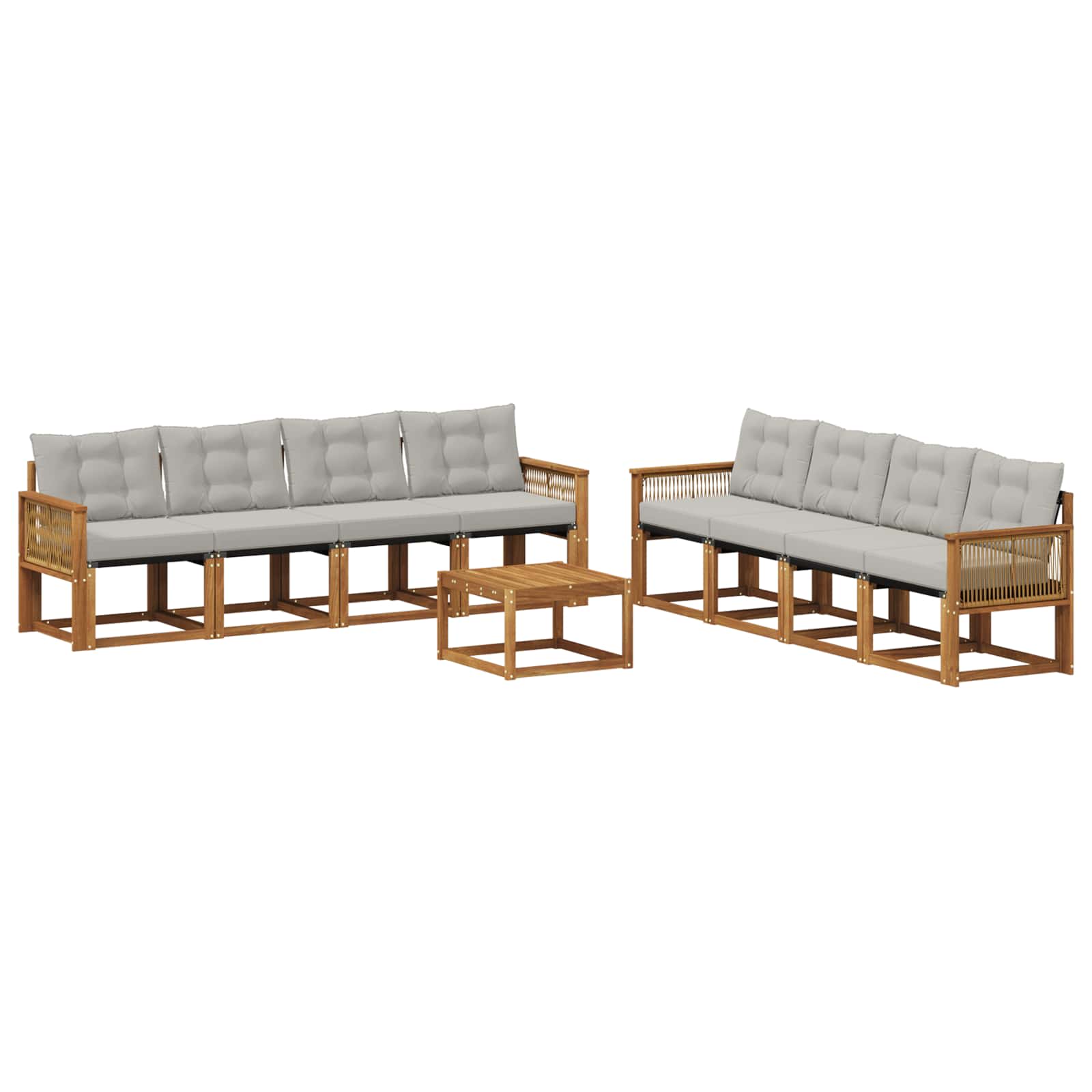 Set vanjskih sofa s jastukom 9 pcs Prirodna i svjetlosiva