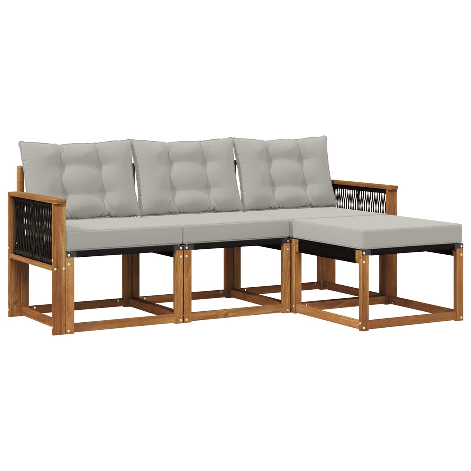 Set vanjskih sofa s jastukom 4 pcs Prirodna i svjetlosiva