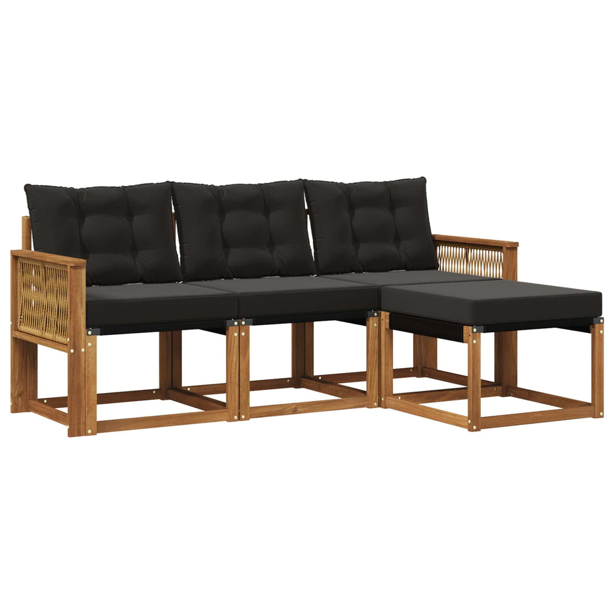 Set vanjskih sofa 4 kom. Prirodna i crna