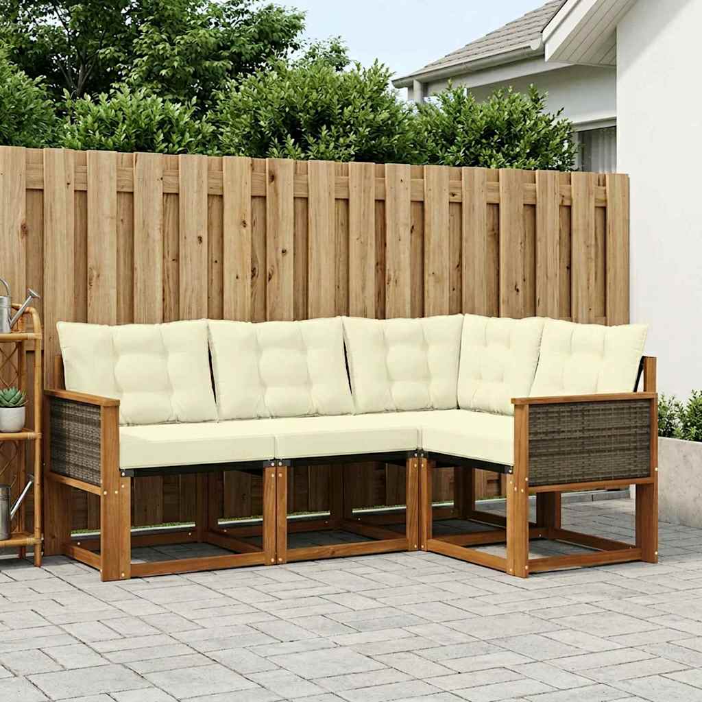 Set vanjskih sofa 4 kom. Prirodna i krem Smeđa 183,5 x 124,5 x 73 cm