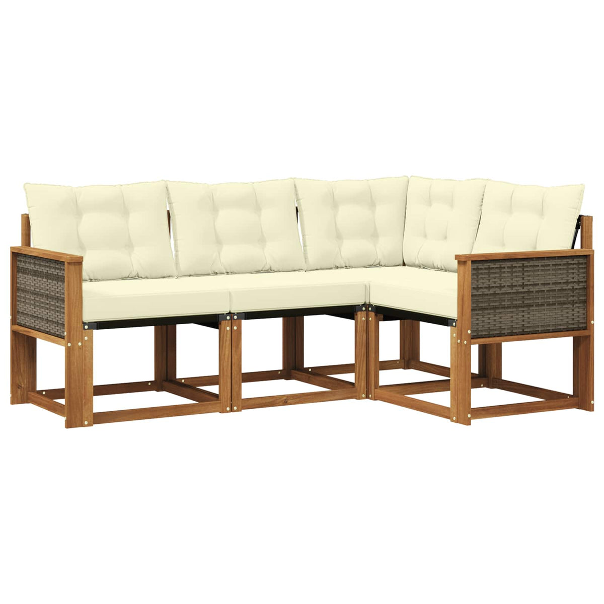 Set vanjskih sofa 4 kom. Prirodna i krem Smeđa 183,5 x 124,5 x 73 cm