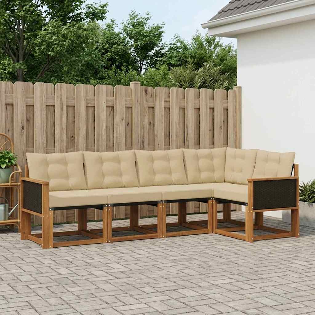 Set vanjskih sofa s jastukom 5 pcs Prirodna i bež