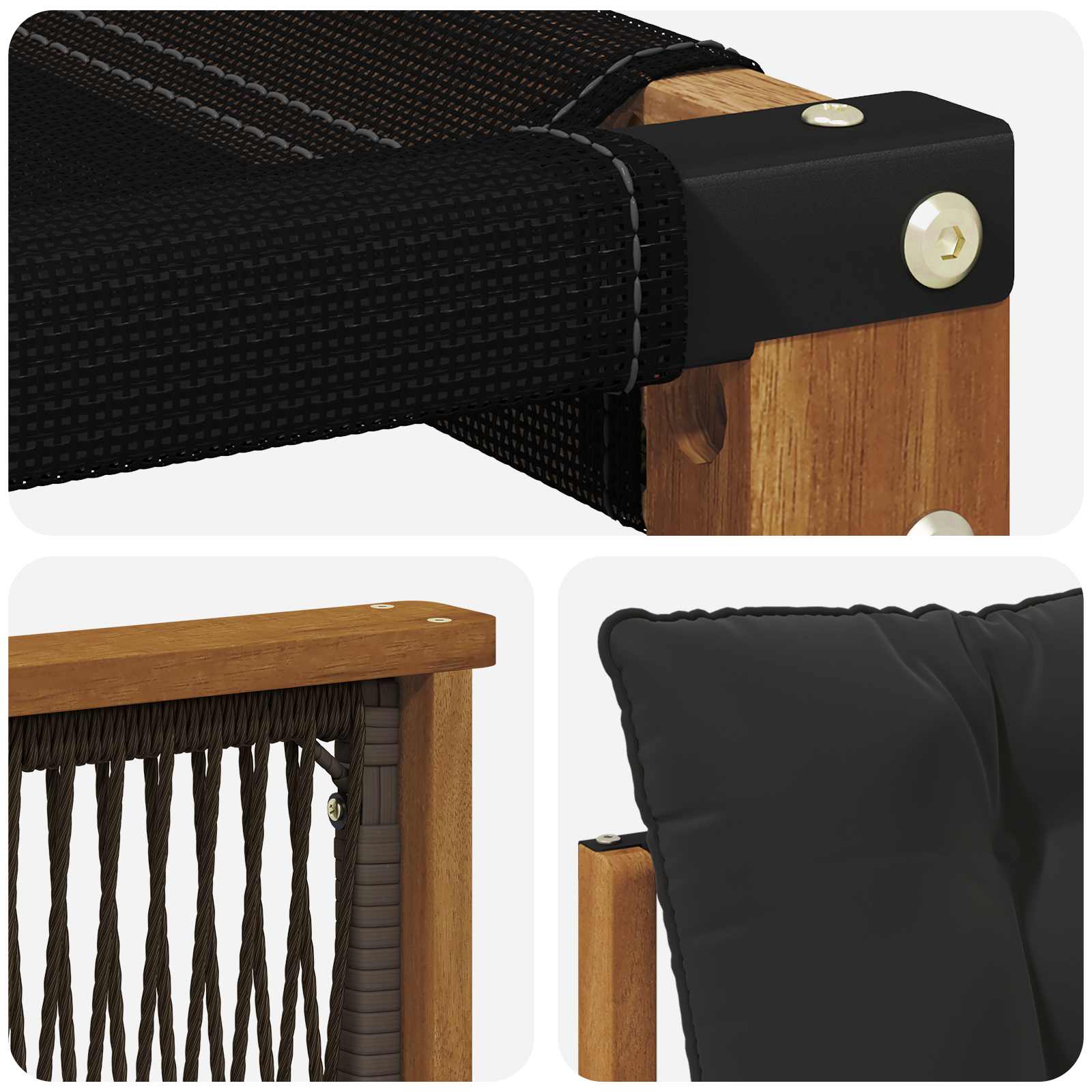 Set vanjskih sofa 5 kom. Prirodna i crna