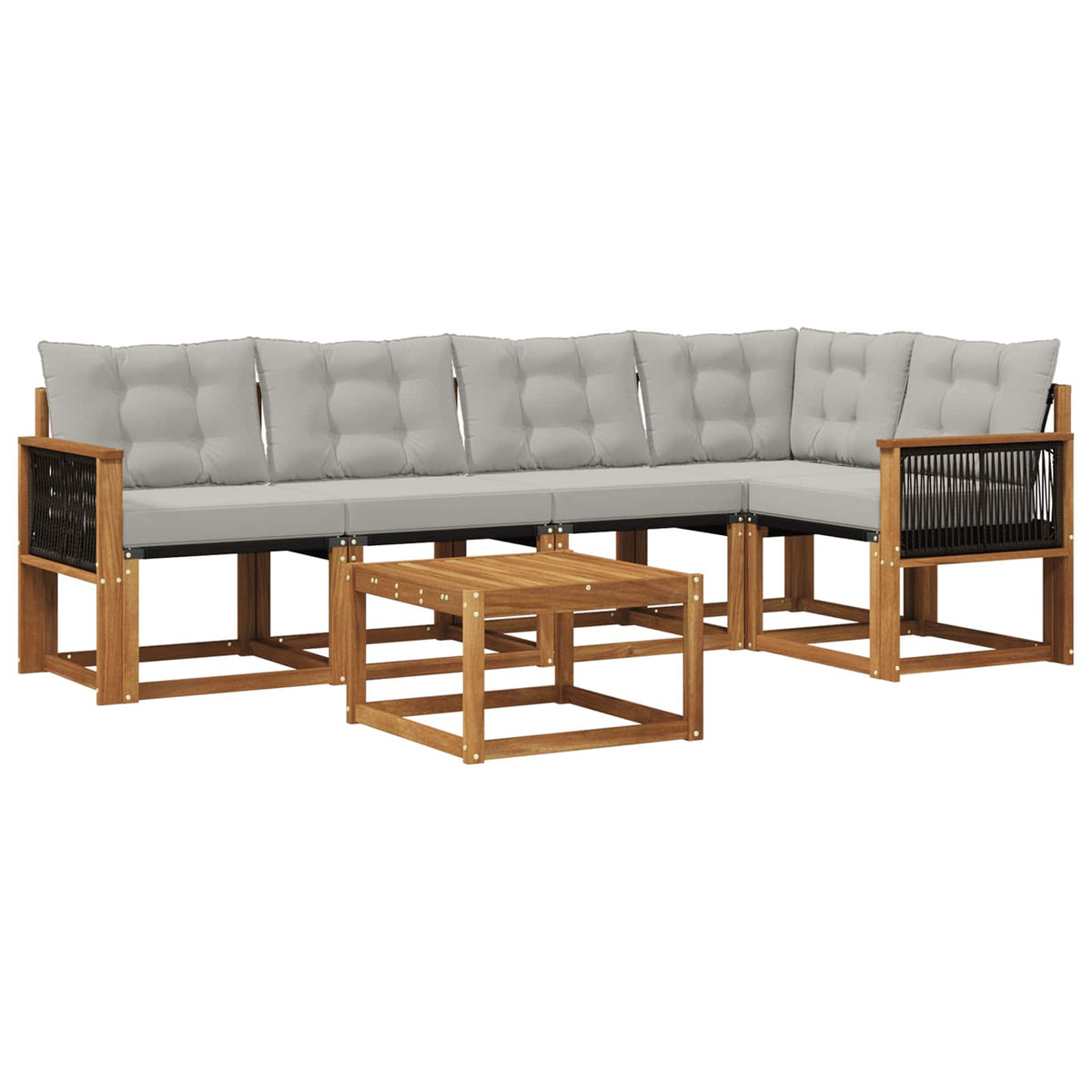Set vanjskih sofa 6 kom. Prirodna i svjetlosiva