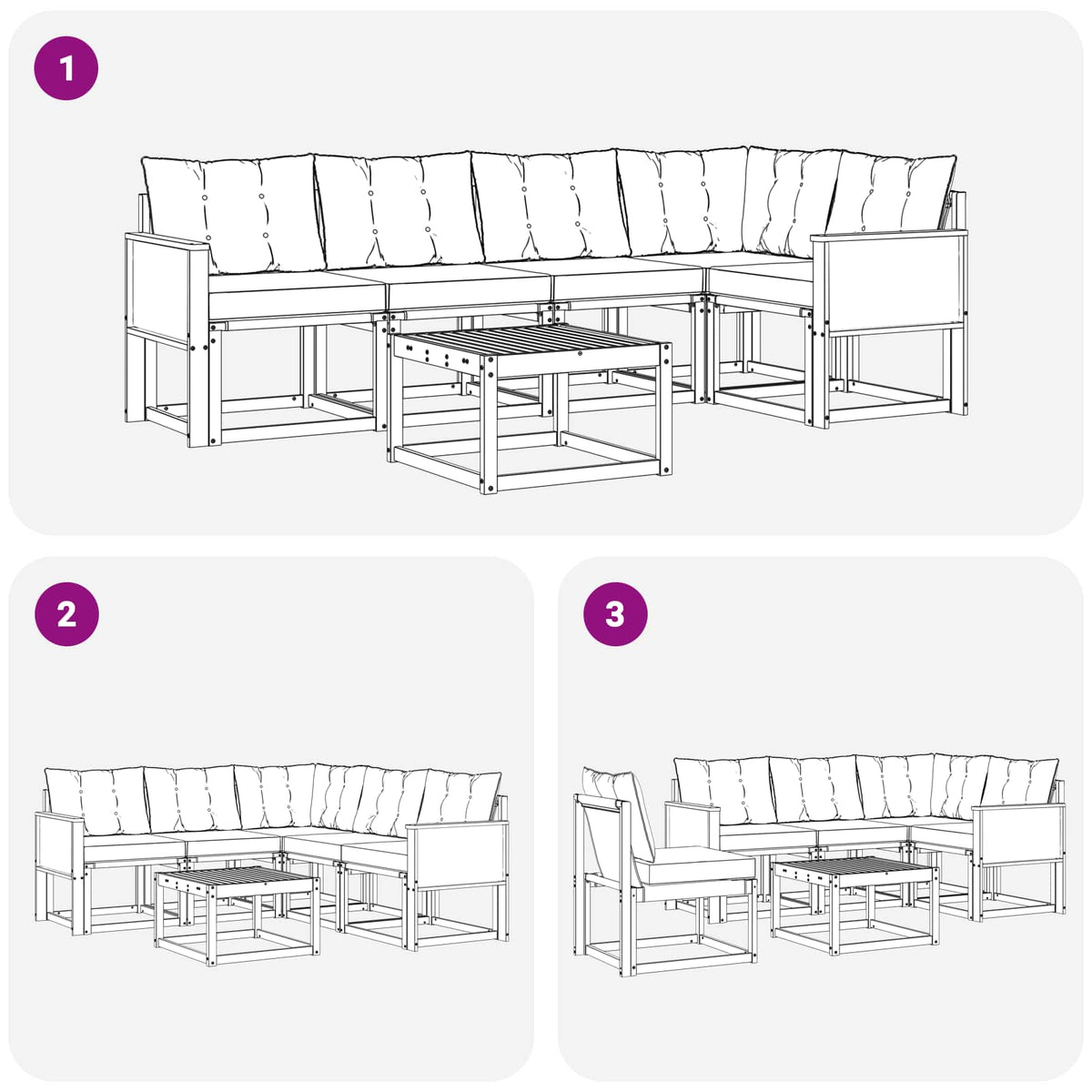 Set vanjskih sofa 6 kom. Prirodna i krem