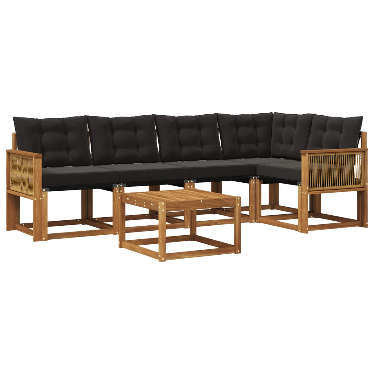 Set vanjskih sofa 6 kom. Prirodna i crna