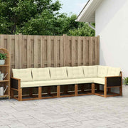 Set vanjskih sofa 6 kom. Prirodna i krem Smeđa 302 x 124,5 x 73 cm