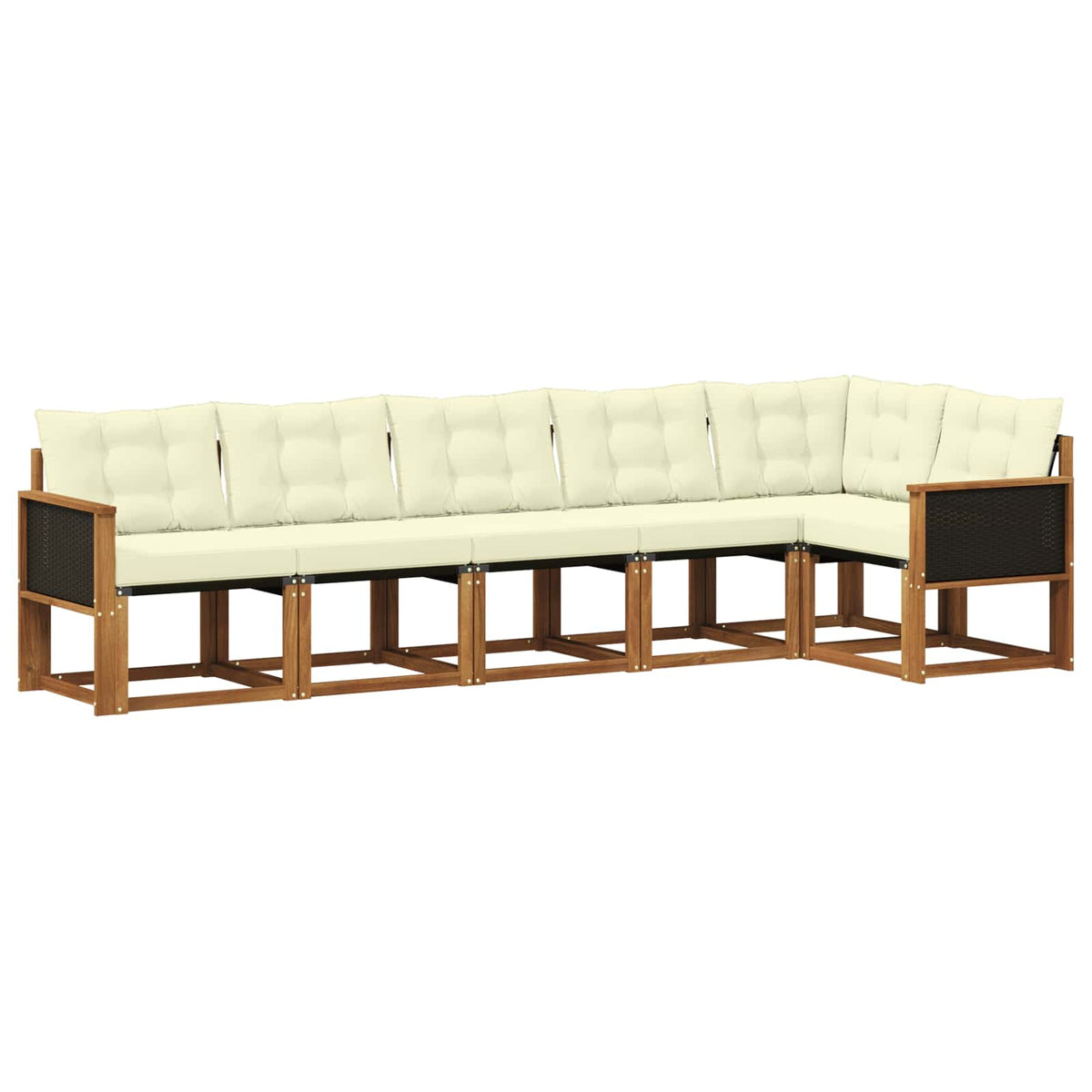 Set vanjskih sofa 6 kom. Prirodna i krem Smeđa 302 x 124,5 x 73 cm
