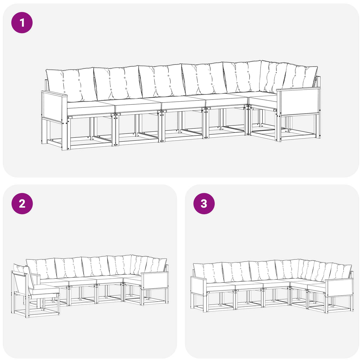 Set vanjskih sofa 6 kom. Prirodna i krem Smeđa 302 x 124,5 x 73 cm