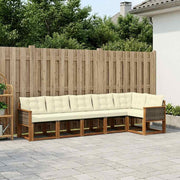 Set vanjskih sofa 6 kom. Prirodna i krem Smeđa 302 x 124,5 x 73 cm