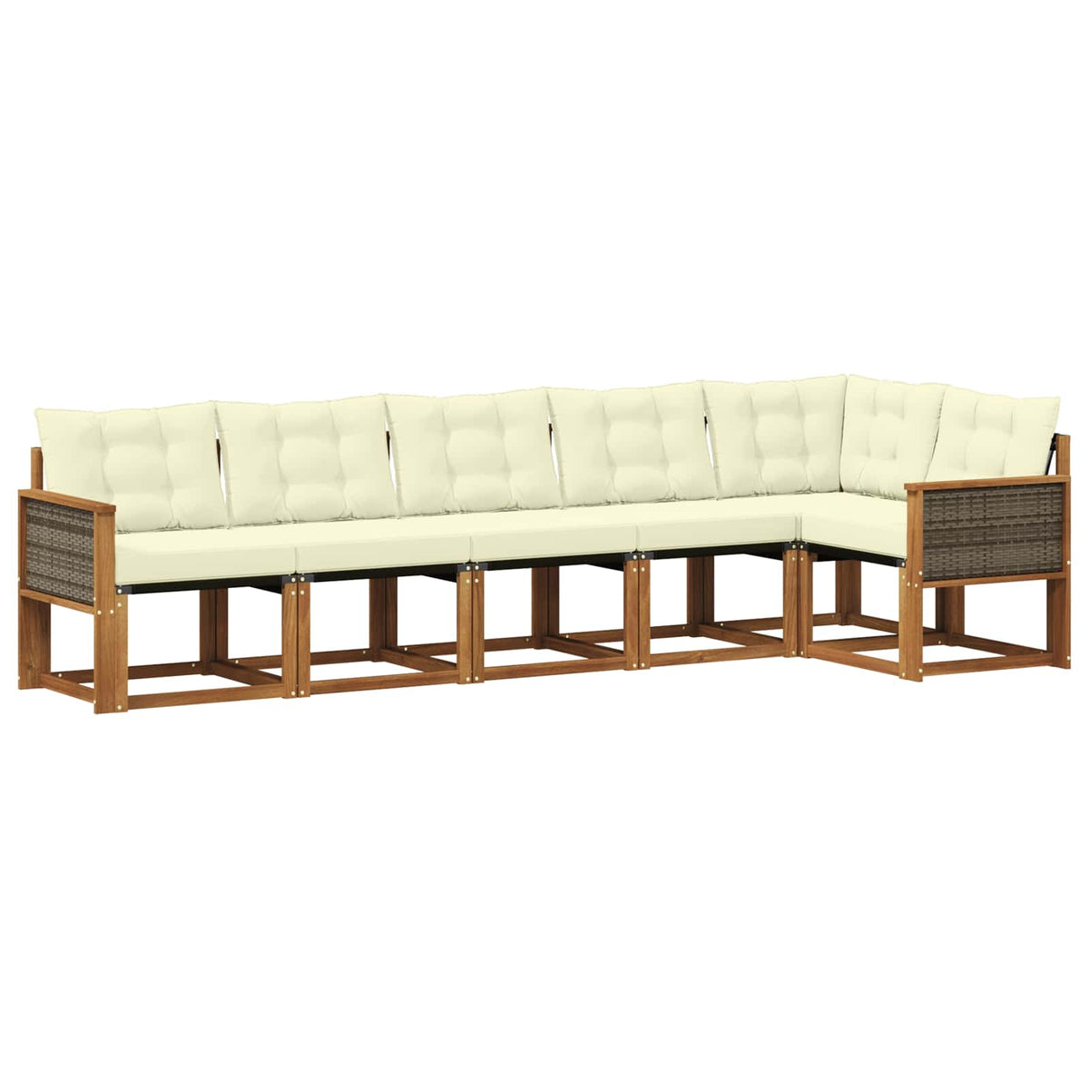 Set vanjskih sofa 6 kom. Prirodna i krem Smeđa 302 x 124,5 x 73 cm