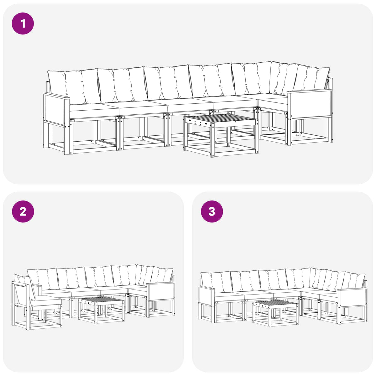 Set vanjskih sofa 7 kom. Prirodna i crna