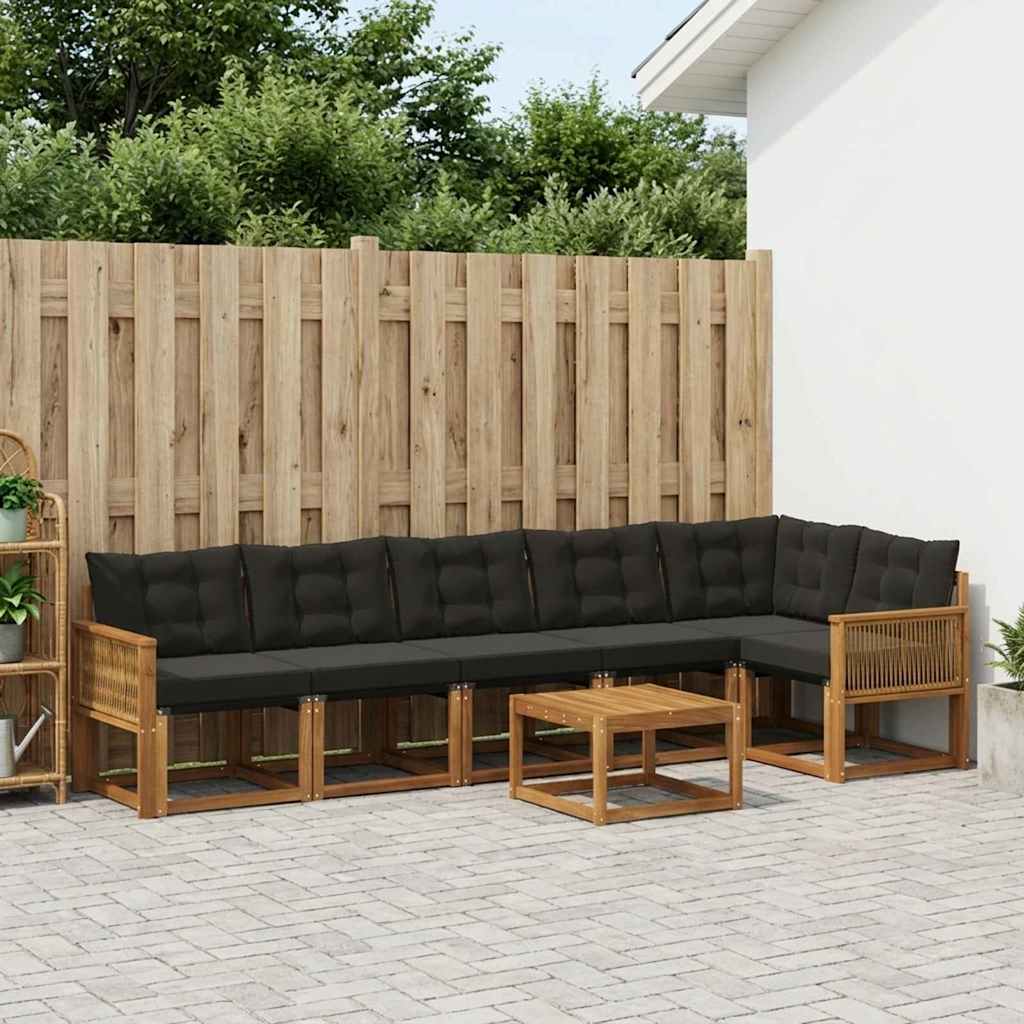 Set vanjskih sofa 7 kom. Prirodna i crna