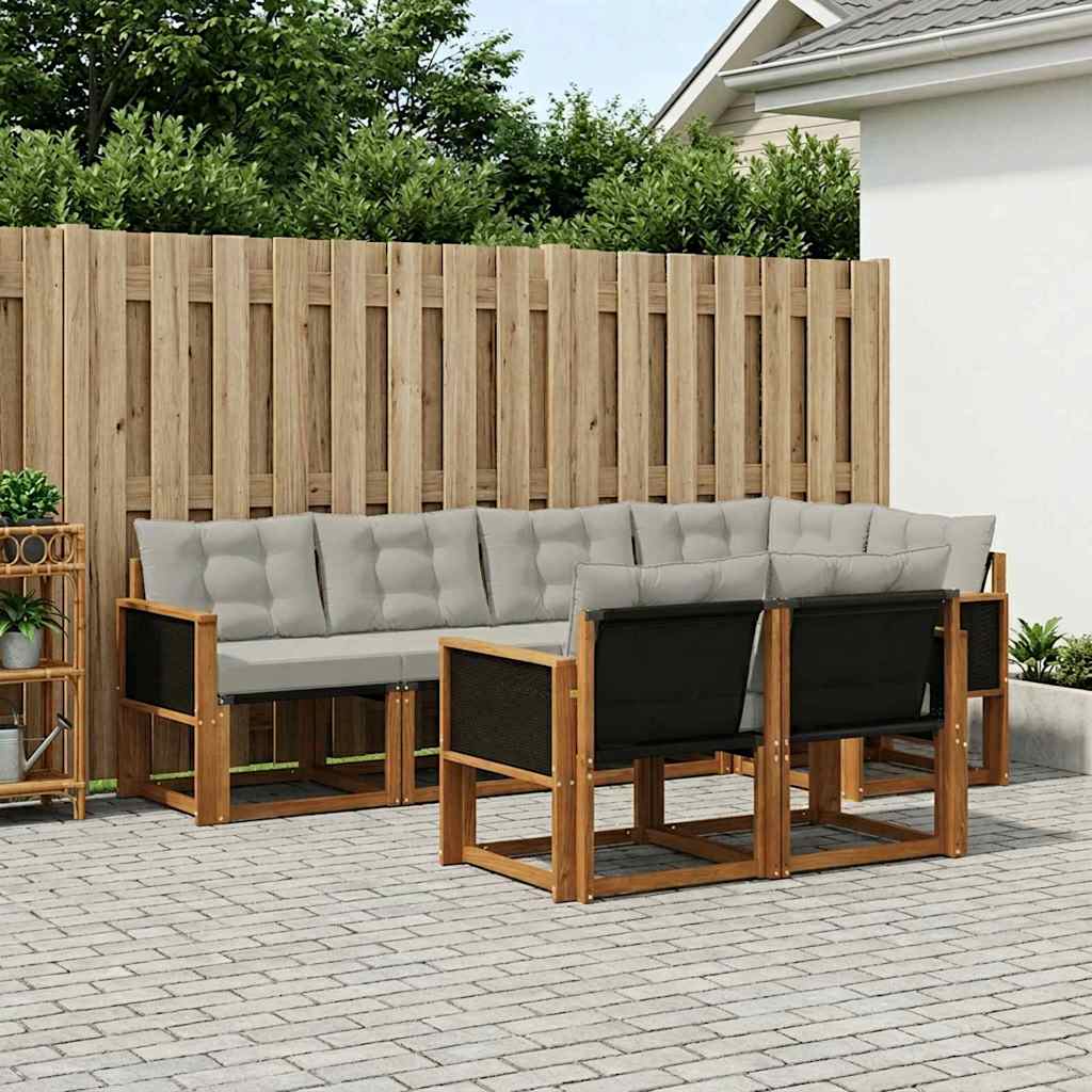 Set vanjskih sofa s jastukom 7 pcs Prirodna i svjetlosiva