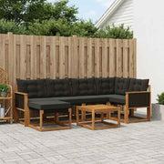 Set vanjskih sofa 7 kom. Prirodna i crna