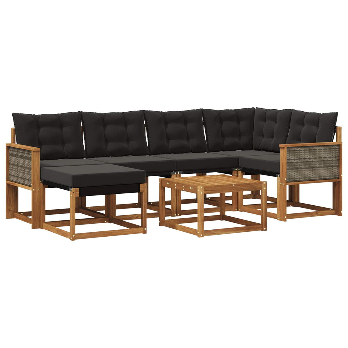 Set vanjskih sofa 7 kom. Prirodna i crna