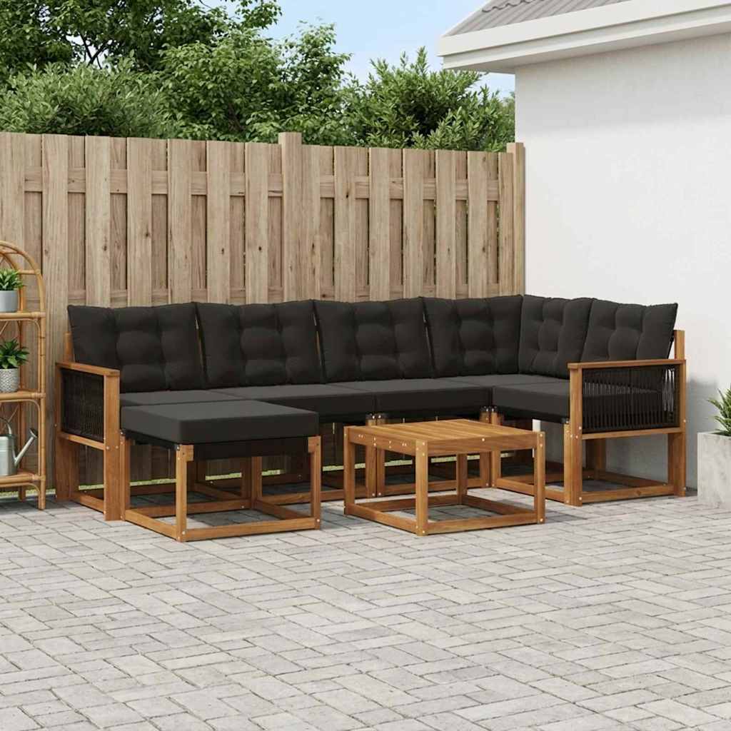 Set vanjskih sofa 7 kom. Prirodna i crna