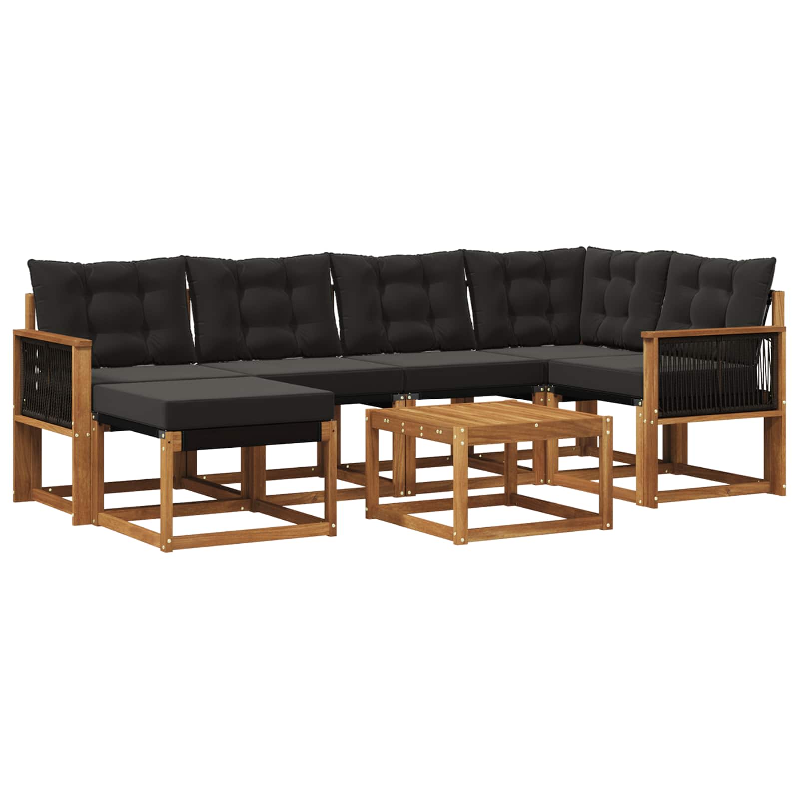 Set vanjskih sofa 7 kom. Prirodna i crna