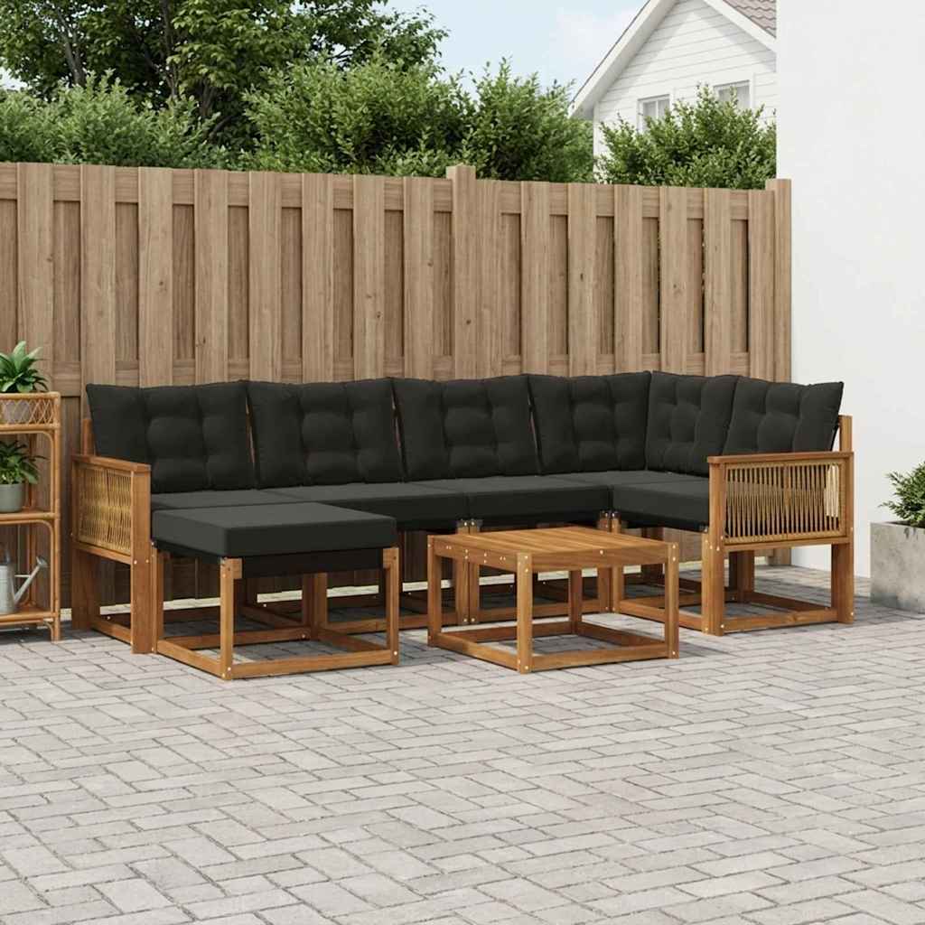 Set vanjskih sofa 7 kom. Prirodna i crna