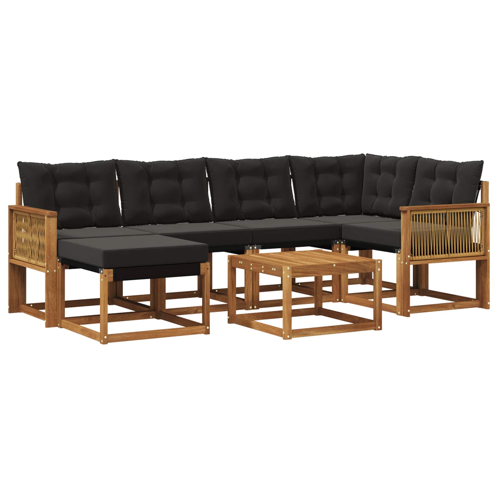 Set vanjskih sofa 7 kom. Prirodna i crna