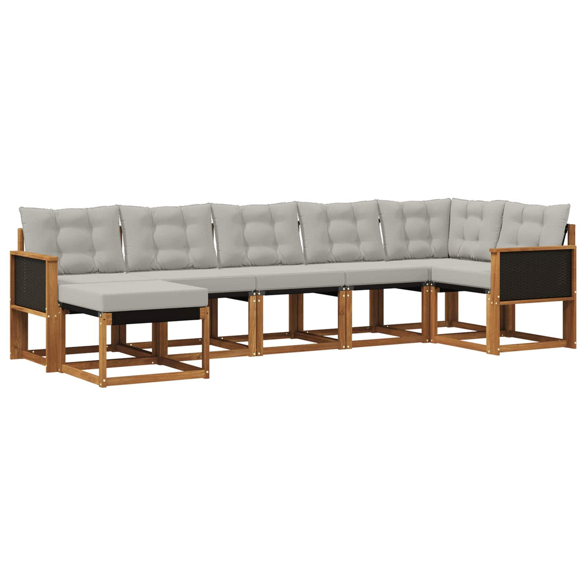 Set vanjskih sofa s jastukom 7 pcs Prirodna i svjetlosiva