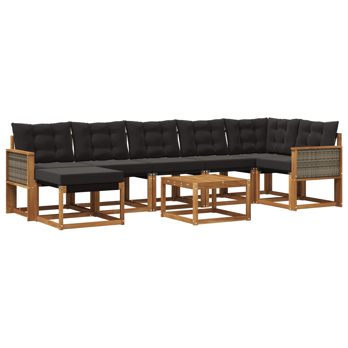 Set vanjskih sofa 8 kom. Prirodna i crna