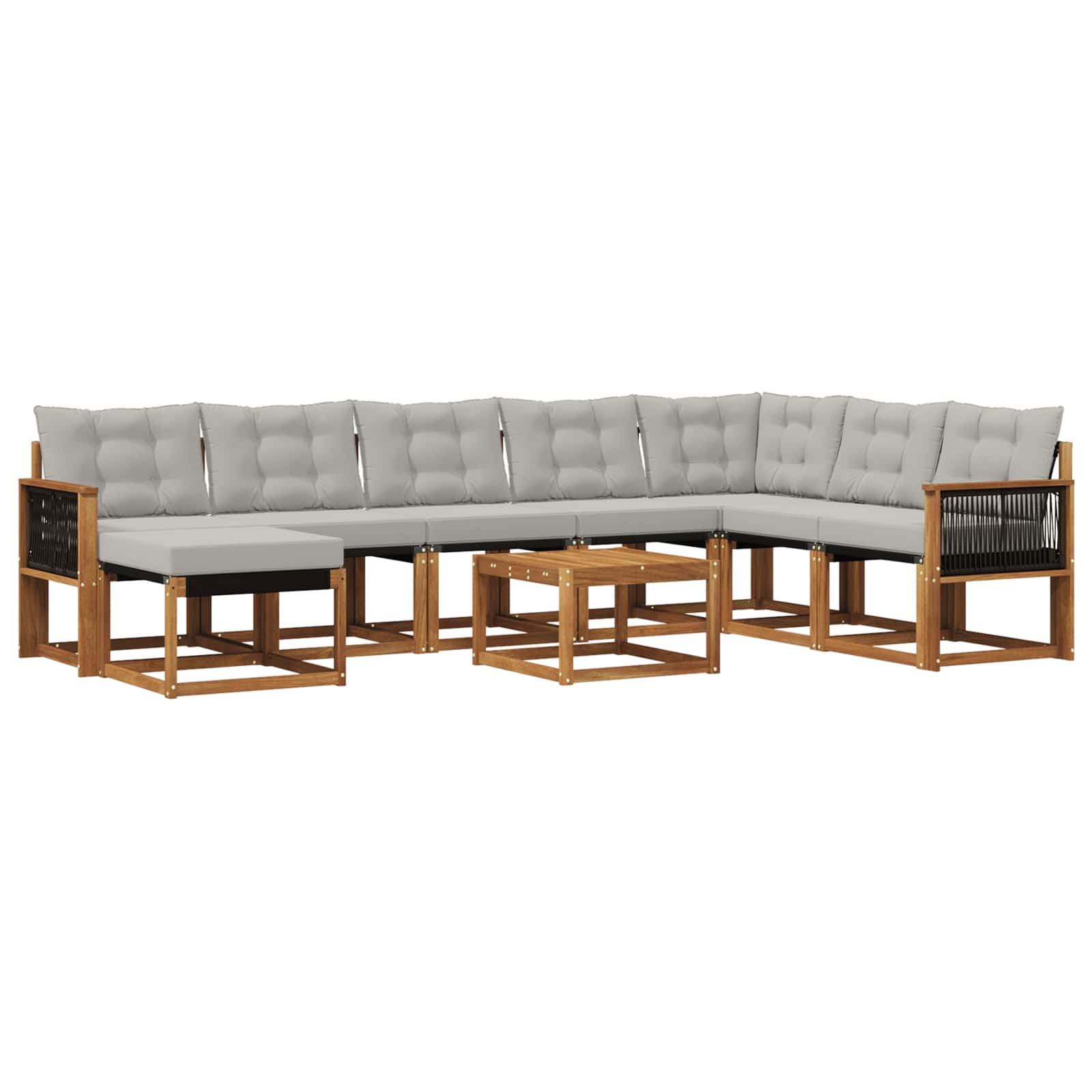 Set vanjskih sofa 9 kom. Prirodna i Svjetlosiva