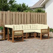 Set vanjskih sofa 6 kom. Prirodna i krem Smeđa 245 x 128,5 x 73 cm